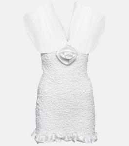 Мини-платье из фактурного шелка Alessandra Rich, белый