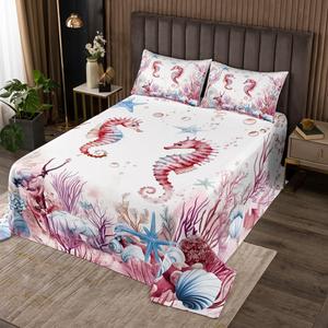 Erosebridal Морской комплект постельного белья в морской тематике с морскими животными, Red Blue White