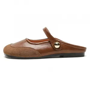 Lan Miao Женские противоскользящие тапочки с закрытым носком на резиновой подошве коричневые, цвет Brown