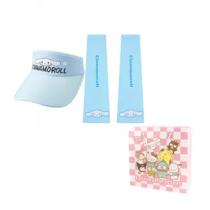Sanrio Югей Собака Полиамидная Шляпа от солнца Унисекс, Cinnamoroll Visor Sun Protection Hat+Cooling Arm Sleeves