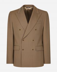 Двубортный жакет из технической габардины Dolce & Gabbana, серый