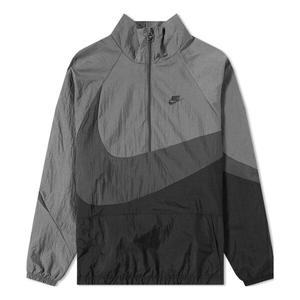 Куртка Nike Swoosh Woven Half Zip Jacket 'Black Anthracite Dark Grey', мультиколор