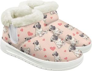 Женские зимние ботинки с меховой подкладкой, теплые зимние ботинки для женщин, уличная обувь на каждый день, зимние ботинки без шнурков Fuojuvelie, Pug Dog