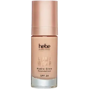 Осветляющая тональная основа для лица с spf20 4n бежевый, 32 мл Hebe Professional Lumi wear hydra glow foundation, цвет 4n beige