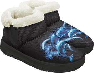 Женские ботинки без каблука, противоскользящие, зимние, для снега, теплые, с широкой носочной частью, ботильоны, мягкая подошва из ЭВА, размеры 4.5-12 Chririnla, Blue Dolphin