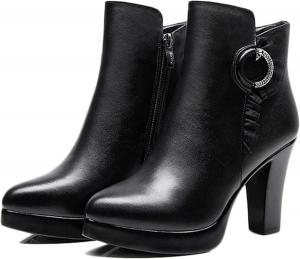 Женские теплые ботильоны Yiozoi с высоким каблуком, осень-зима, уличная мода, вечерние туфли, боковая молния, повседневные кожаные ботинки для женщин