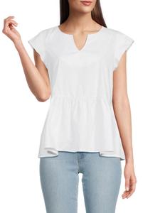 Топ с оборкой и рукавами-крылышками Renee C., белый