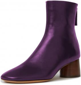 Женские ботильоны FOWT с округлым носком, на щиколотку, с массивным низким каблуком, короткие ботинки с задней молнией, повседневная уличная обувь, размер 4-16 US, Purple