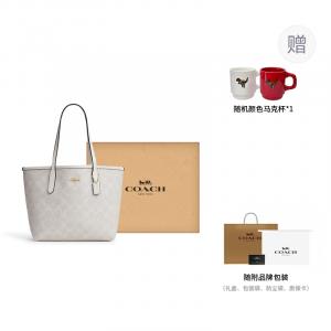COACH Городская сумка-шоппер из прорезиненного хлопка
