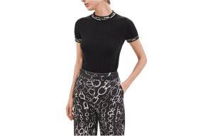 Кардиган женский Hermes с короткими рукавами, черный / белый