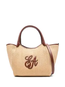 Сумка-тоут среднего размера с нашивкой-логотипом Emporio Armani, бежевый