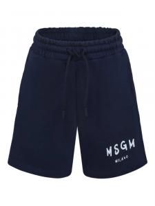 Детские хлопковые шорты с логотипом MSGM MSGM Kids, синий