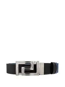 Ремень с гравировкой логотипа, двусторонний Versace, черный