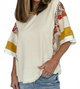 Яркий топ в стиле фанк с элементами коллажа цвета ноготков IN-LOOM, золотой