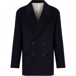 Двубортный блейзер из ткани Virgin Wool EMPORIO ARMANI, синий
