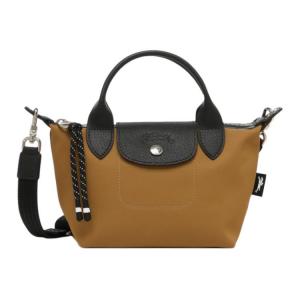 LONGCHAMP Сумка холщовая с кожаными вставками пельмень через плечо ультрамалая женская табак, Brown