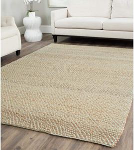 Ковер SAFAVIEH, 183 x 183 см, Natural Fiber Collection - Natural & Green, ручной работы из джута, идеален для помещений с высокой проходимостью в гостиной, спальне (NF453A)
