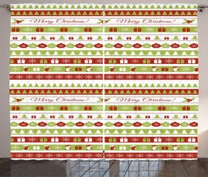 Рождественская штора в деревенском стиле ABAKUHAUS, рождественская церемония слов, присборенная тесьма для спальни с петлями и крючками, 280 x 245 см, цвет: яблочно-зеленый, белый Abakuhaus