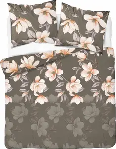 Постельное белье, фланелевое, теплое, зимнее 200х220 5625б Коричневый, цветочный Detexpol