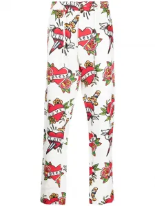 Льняные брюки с принтом Philipp Plein, белый