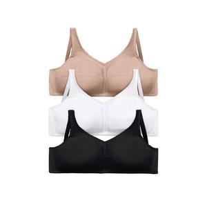 Женский комплект из 3 хлопковых бюстгальтеров с застежкой спереди Comfort Choice больших размеров без косточек, цвет Assorted