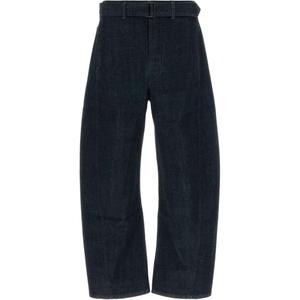 Джинсы с поясом и скрученным кроем Lemaire, синий