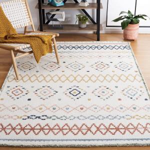 Ковер SAFAVIEH, 161 x 229 см, Marrakech Collection, Ivory & Multi, Moroccan Boho Tribal Rustic Design, Non-Shedding & Easy Care, идеально подходит для помещений с высокой проходимостью в гостиной, спальне (MRK612A)