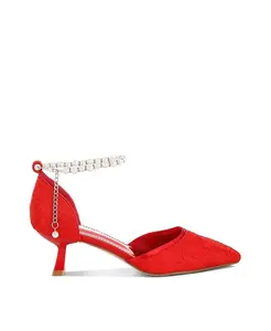 Женские босоножки Laika Lace на каблуке kitten Rag & Co, красный