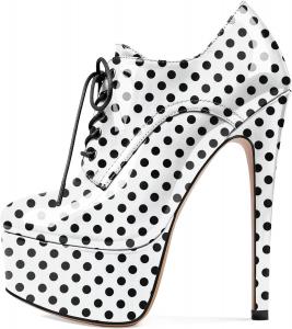 Женские ботильоны SAMMITOP с круглым носком, на шнуровке, с платформой и высокими каблуками, для вечеринок и платьев, Polka Dot