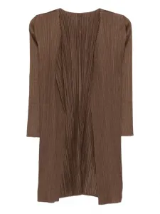 Пальто со складками Pleats Please Issey Miyake, коричневый