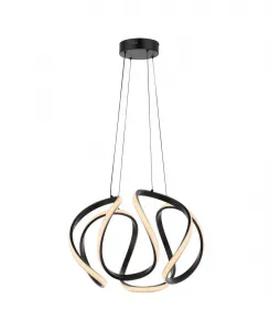 Подвесной светильник Euphoria 47 см, 1 плафон, современный дизайнерский, алюминиево-железный, со встроенной светодиодной подсветкой, черный Jonathan Y