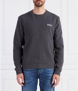 Свитшот мужской Boss однотонный с логотипом бренда, серый