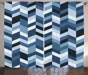 Штора ABAKUHAUS Slate Blue Rustic, зигзагообразные извилистые линии, присборенная тесьма для спальни с петлями и крючками, 280 x 225 см, темно-синий сланец Abakuhaus