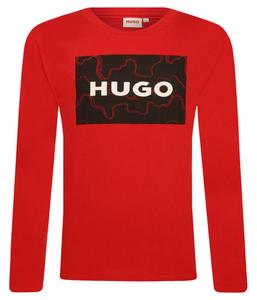 Лонгслив детский Hugo Kids с логотипом бренда, красный