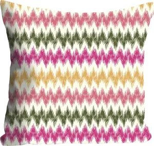 Декоративная подушка Queence "Лукас", с зигзагообразным узором, чехол без наполнителя, 1 шт 40х40 см, розовый/зеленый