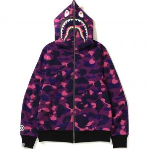 Bape Color Camo Reversible Ponr Shark худи на молнии A BATHING APE, фиолетовый