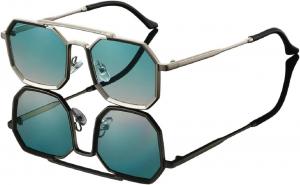 Модные женские квадратные солнцезащитные очки в стиле ретро, ​​синие солнцезащитные очки с защитой от УФ-излучения UV400, мужские металлические солнцезащитные очки с градиентным покрытием Melrose, Green