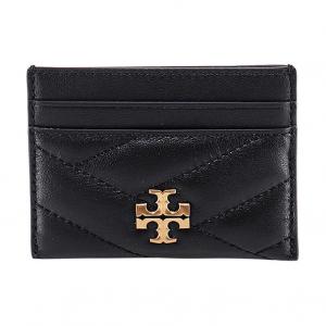 TORY BURCH Кожаный картхолдер Kira Unisex Black/Black Gold