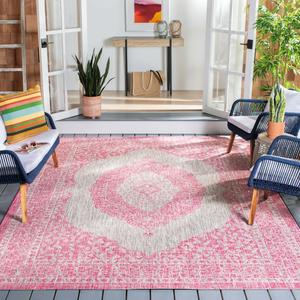 Ковер для помещений и улицы safavieh courtyard collection grey/fuchsia cy8751 водонепроницаемый легко чистится для патио заднего двора прихожей, 244 x 336 см