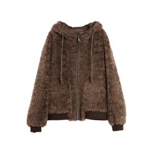 ELLE Вельветовая куртка Women's Coffee с капюшоном, умеренная