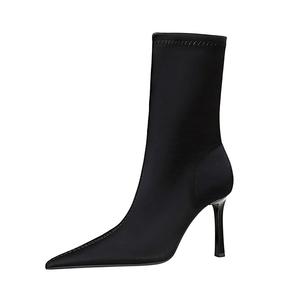 Ботильоны женские черные BIGTREE, черные+Сумка для покупок