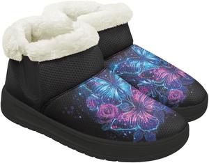 Женские зимние теплые сапоги Forchrinse с меховой подкладкой, удобные ботильоны на липучке для походов, размеры США 4,5-12, Butterfly Flower