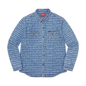 Рубашка Supreme Multi Type Jacquard Denim Shirt 'Blue', синий