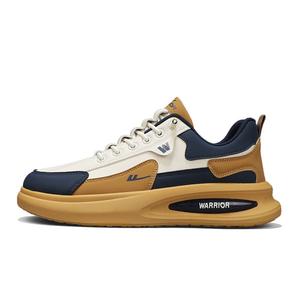WARRIOR Антискользящие износостойкие мужские низкие кеды повседневные бежево-сине-желтые, цвет Beige Blue Yellow