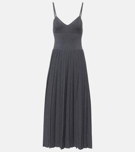 Платье миди из плиссированной шерсти Elio Khaite, цвет sterling