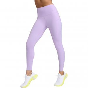 Женские леггинсы Nike с карманами, универсальные, средняя поддержка, высокая талия, длина 7/8, цвет сиреневый/черный