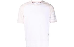 THOM BROWNE Футболка мужская белая с круглым вырезом умеренно прямого кроя