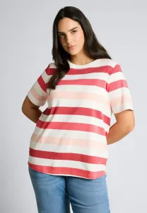 Футболка с принтом больших размеров Tom Tailor, Coral Offwhite Stripe