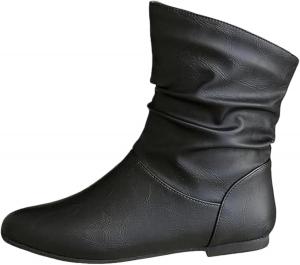 Женские ботинки на плоской подошве с низким каблуком до щиколотки, удобные для повседневной носки, водонепроницаемые классические зимние ботинки для верховой езды XAIODRAGONSKY, Black