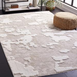 Ковер SAFAVIEH, 244 x 305 см, - коллекция Trends - большой - Beige & Ivory, современный абстрактный дизайн, не линяет и легко чистится, идеален для гостиной, спальни, офиса, столовой (TRD100B)